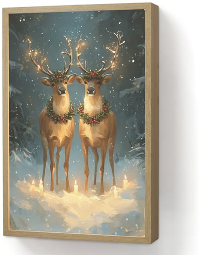 Wandlamp 40x60 cm - Oplaadbaar - Dennensprookje - Rendier - Nacht - Wandlampen binnen woonkamer - Slaapkamer lamp - Decoratieve nachtlamp - Vloerlamp draadloos