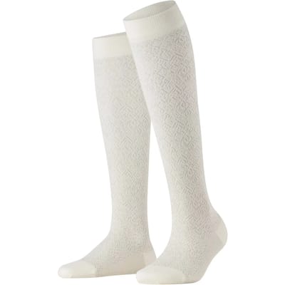 FALKE Snow Glitter lang gedessineerd wol kniekousen dames wit - maat 35-38