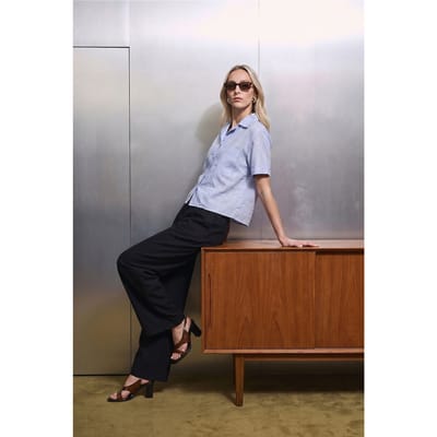 Dames Katoenen Poplin Crop Shirt