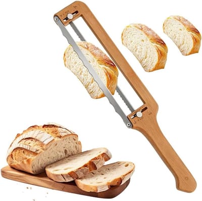 Broodsnijder Inklapbaar - Bak Gadget - Gelijkmatig Brood Snijden - Verstelbare Dikte - 41 cm Lengte - Houtkleur