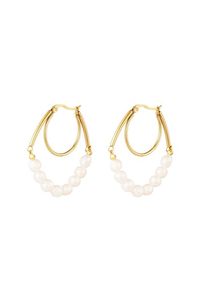 Oorbellen rond met parels - Goud- RVS-yehwang | Cadeau voor haar | Tieners | Moederdag