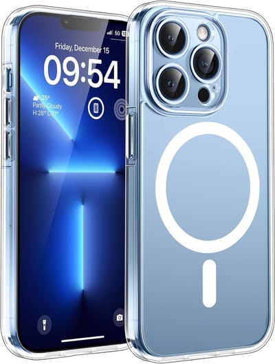 voor iPhone 13 Pro Case Compatibel met MagSafe, Volledige Camerabescherming, Wordt nooit geel, Schokbestendig Anti-vingerafdruk Anti-slip Dunne Slagvaste Hoes 6,1-Inch, Transparant