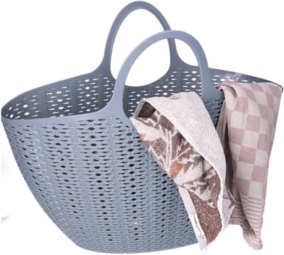 CM Flexibele wasmand of draagtas - grijs - 22 liter - kunststof - 50 x 20 x 40 cm - opbergen
