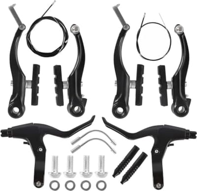 Fiets remmenset, aluminium fietsremmenset, remkabels en remhendelkit, mountainbike V-remmenset voor en achter, MTB-rem voor de meeste fietsen, racefietsen