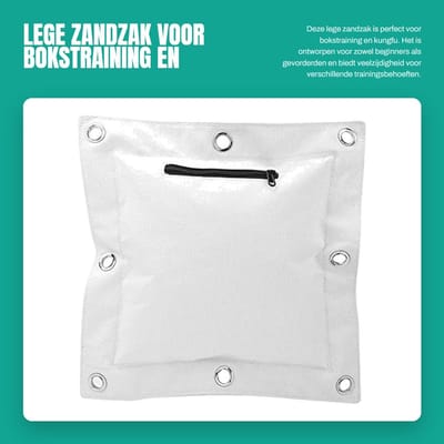 Dailygoods- Zandzak Leeg - Hoogwaardig Canvas - Geschikt voor Boksen/Muay Thai - Rits Achterkant - Duurzaam - Verkrijgbaar in 3 Maten - Bokszak