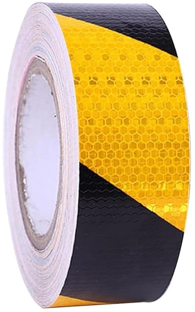 Reflecterende Waarschuwings Tape 12m x 5cm, Veiligheids Tape Geel Zwart, Ideaal voor Markering en Signalisatie