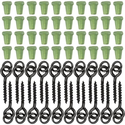 TARUOR 20pcs Vis d'appât pour bouillettes filetées 40pcs Crochet d'arrêt de pêche Crochet de pêche pour bouillettes vert