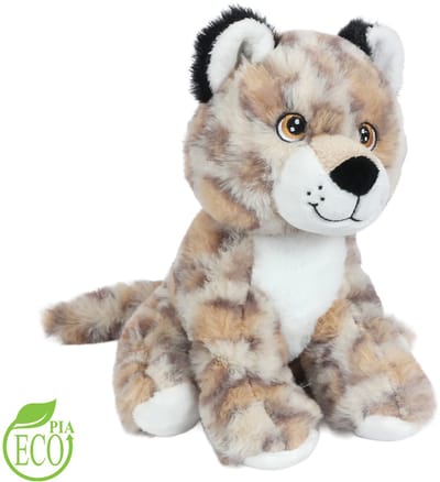 PIA Soft Toys - Eco Knuffel Sneeuwluipaard - zittend - Geborduurde Ogen - 21 cm