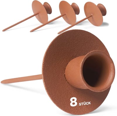 Set van 8 kaarsenplaatjes Adventskrans kaarsenspeld ROST kaarsenhouder voor kaarsen, kaarsenstoker, kaarsenhouder voor kransen, kaarsentuit, metalen kaarsenhouder, kaarsenspeld Adventskrans kaarsenhouder, tafeldecoratie
