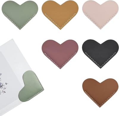 Set van 12 Harten Boekenleggers, Handgemaakte Leren Hoekboekleggers voor Lezers, Aesthetic Pagina Markering en Leestools, Originele Cadeaus voor Boekenliefhebbers