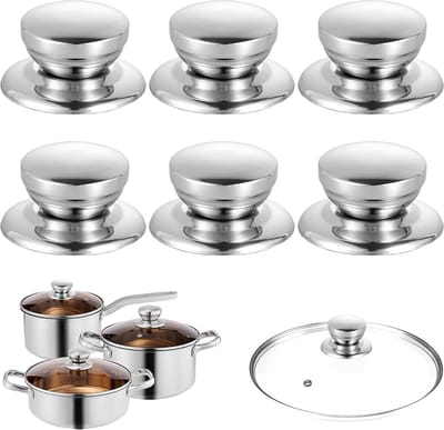 Dekselknop Pan Pot 6 Stuks Pot Pan Deksel Knop kookpan Pot Deksel Knoppen Vervangende Handgreep Van Deksel Pot Pan Pot Deksel Knoppen RVS met schroeven Voor Pan Pot Ketel Deksels Universele Handvat