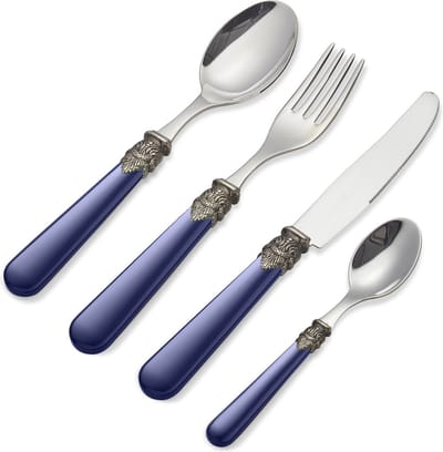 4-delig, Bestekset, voor 1 persoon, Blauw (mat), voor het diner, EME Napoleon