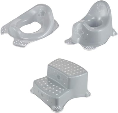 Zindelijkheidstraining Set - Potje en Toiletbril - Kinderen Zindelijk Maken - Antislip Systeem - 3 Delig - Grijs