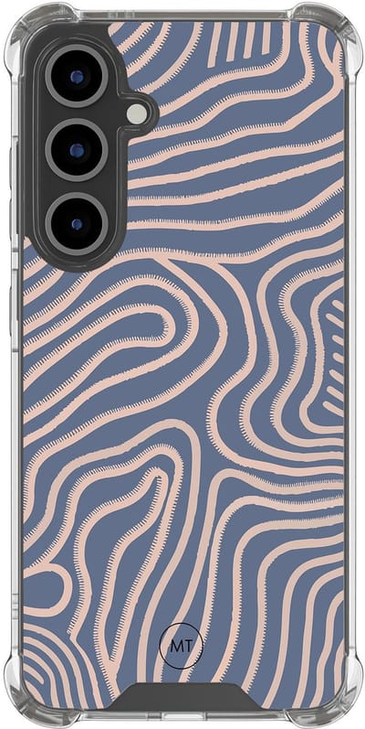 Hoesje (shockproof) geschikt voor Samsung Galaxy S24 FE - Flowing lines - Extra sterke case - TPU/polycarbonaat - Print - Paars, Transparant
