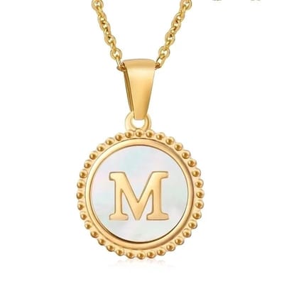 Aramat Jewels - Rvs sieraden -ketting met initiaal en schelp -letter M | |1,5mm | Staal | Volwassenen | Verkleurd niet