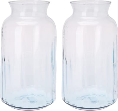 Excellent Houseware bloemenvaas - 2x stuks - glas - transparant - bloemen en siertakken vaas - 19 x 30 cm - boeketten