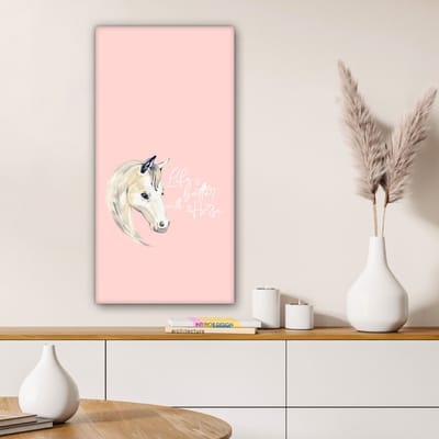 Canvas Schilderij Quotes - Life is better with a horse - Spreuken - Paarden - 40x80 cm - Wanddecoratie