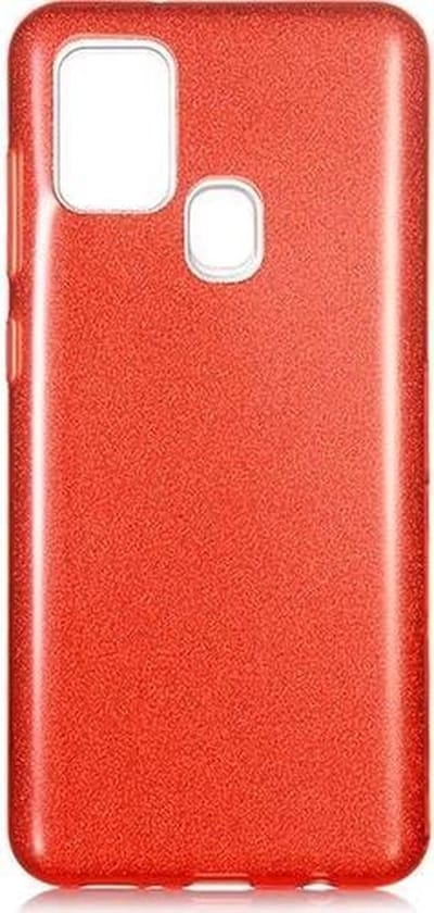 Hoesje Geschikt voor: Samsung Galaxy M21 Glitters Siliconen TPU Case Rood - BlingBling Cover