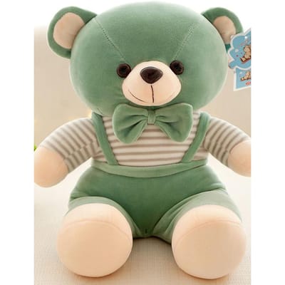 Schattige Teddybeer Pluche Speelgoed Zacht Knuffeldier Pop Met Strikje En Overall Voor Verjaardagscadeau Huis Comfortabel Knuffelkussen 30cm gray