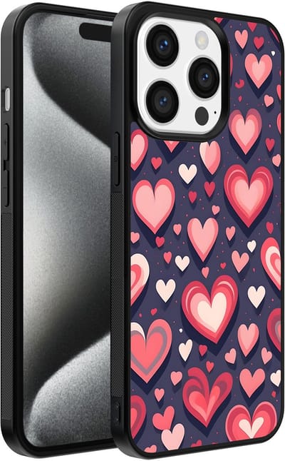 Smartphonica Telefoonhoesje Geschikt voor iPhone 15 Pro Max met Hartjes Opdruk - TPU Backcover Case With Heart Design geschikt voor iPhone 15 Pro Max