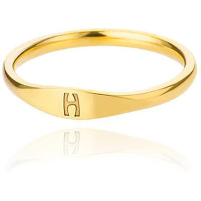 Kleine Ringetjes met Initialen Voor Vrouwen Mode A-Z Letter Vinger Roestvrij Staal Ring Esthetische Bruiloft Sieraden Cadeau Bijoux Femme 7&Gold Color beige