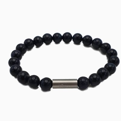 H-Beau - Armband - Handgemaakte van Edelstenen – Natuurstenen – Valkenoog - Blauwe Tijgeroog - Kralen - lengte 16,5cm – Dames – Tiener - Uniseks – Zwart - Blauw