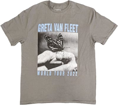 Greta Van Fleet - World Tour Butterfly Heren T-shirt - M - Grijs