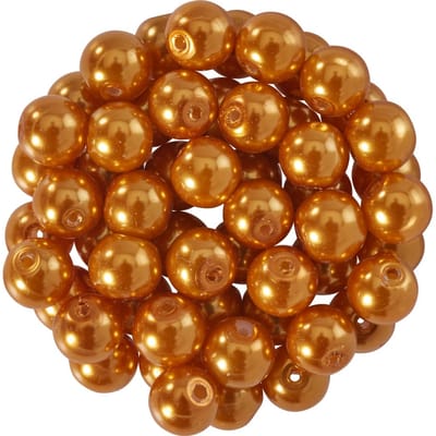 Glazen waskralen, Ø 6 mm, 55 stuks - Lichtoranje