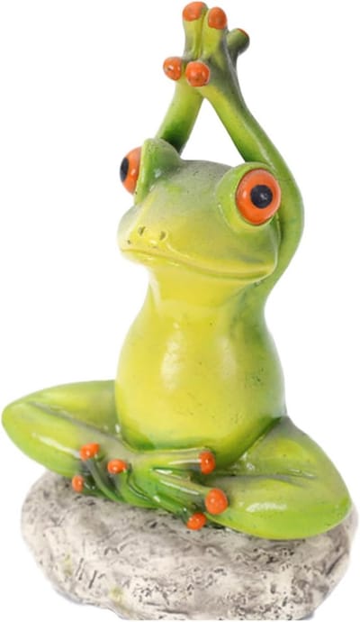 Meditatie Kikkersbeeldje Groen voor Tuin en Balkon gemaakt van Kunststeen