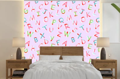 Behang - Fotobehang Alfabet - Letters - Patroon - Breedte 240 cm x hoogte 240 cm
