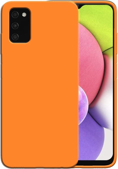 Smartphonica Siliconen hoesje voor Samsung Galaxy A03s case met zachte binnenkant - Oranje geschikt voor Samsung Galaxy A03S