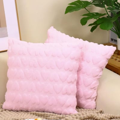 Decoratieve Kussenhoezen Set van 2, 45 x 45 cm, Zachte Kussens voor Woonkamer en Slaapkamer (Roze)