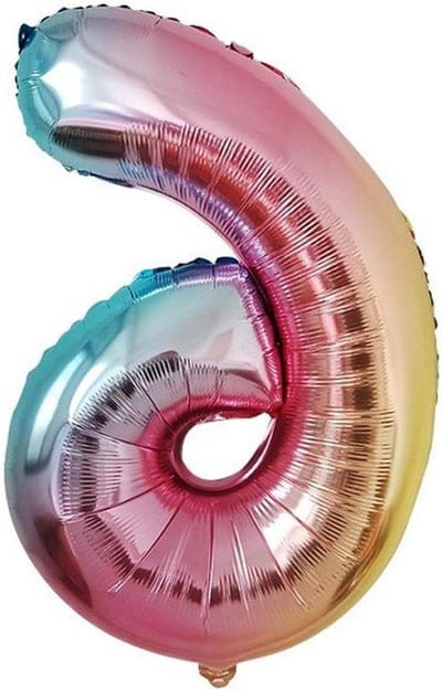 Grote Cijfer Ballon 6 in Regenboogkleuren - XXL Feestdecoratie voor Verjaardag en Jubileum