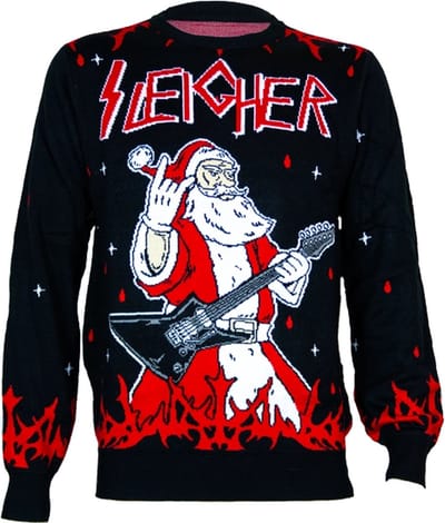 Sleigher Kersttrui voor Metalheads - Maat S - Foute Kersttrui DrunkenDinos - Gebreide kersttrui - Foute trui - Feestkleding - Kerstkleding Fout Kerst Feest - Kerst trui - Kersttrui dames - Kersttrui heren - Lelijke Kersttrui - Grappige Kersttrui