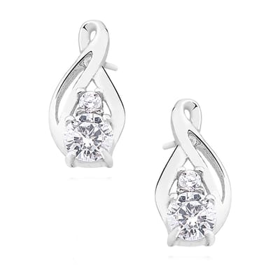 Joy|S - Zilveren klassieke druppel oorbellen - 12 x 6 mm - infinity - zirkonia wit - gehodineerd