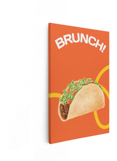 Artaza Canvas Schilderij Taco - 60x90 cm - Wanddecoratie Keuken - Muurdecoratie Brunch - Schilderij Eten - Oranje