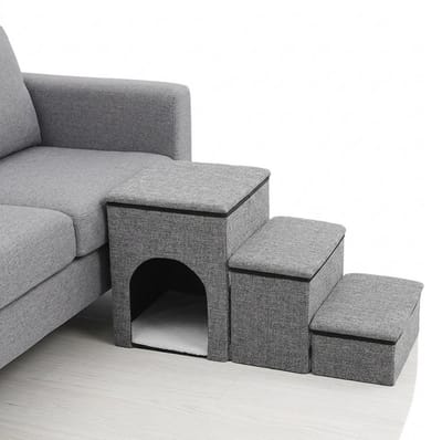 Stervia Hondentrap - Voor Kleine Honden Of Dieren - Binnengebruik - Tot 75 KG - Inclusief Opbergruimte En Hok - Grijs - 78 x 34 x 42 cm