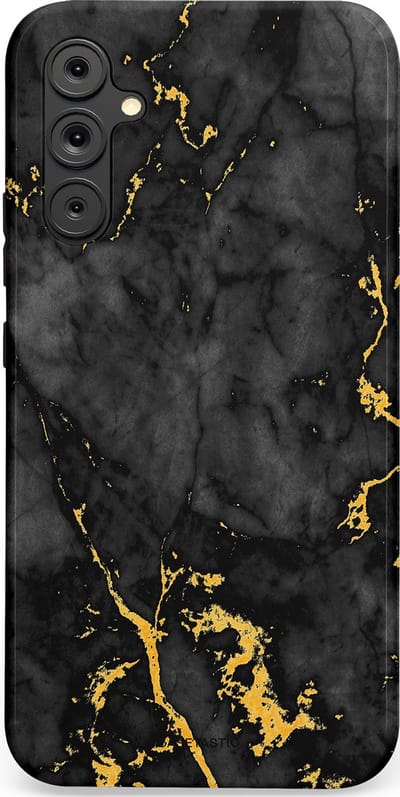 Casetastic hoesje geschikt voor Samsung Galaxy A34 (2023) 5G - Dubbellaagse bescherming - Zwarte Marmer Goud - Fashion Case - Zwart Goud