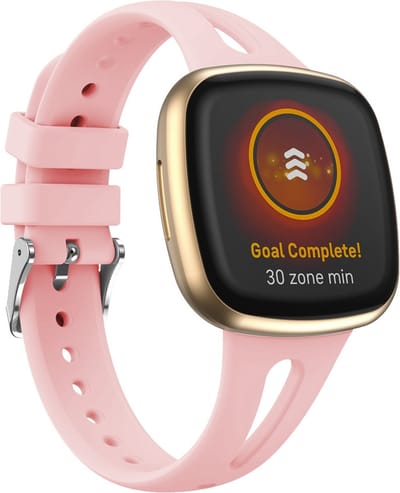 By Qubix - Compatible Fitbit bandje - geschikt voor Fitbit Versa 3 & 4 / Sense 1 & 2 - Sportbandje druppel design - Small - Roze Smartwatchbandje bandje Armband Polsband Strap Band Watchband