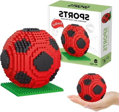 Voetbal Bouwset - 3D Puzzel - Creatief Bouwen - 850 Delen - 9.5 cm Model - Zwart Wit