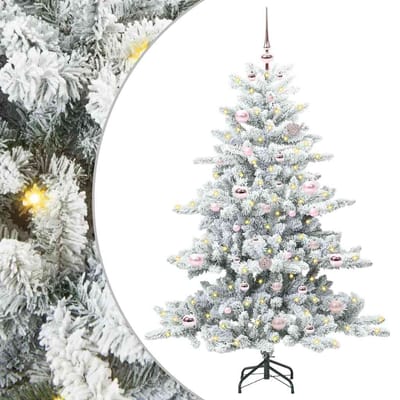 vidaXL - Kunstmatige - Hinged - Kerstboom - Wit - 150 - cm - PVC - en - Staal