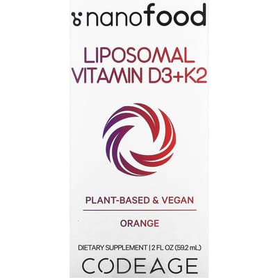 Codeage, Liposomale Vitamine D3+K2, Sinaasappelsmaak, 59,2 ml (2 fl oz)