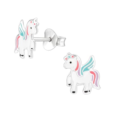 Oorbellen meisje unicorn - lila - pastel - zilver