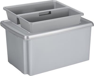 Sunware opslagbox 51 liter grijs 59 x 39 x 29 cm met deksel en organiser tray