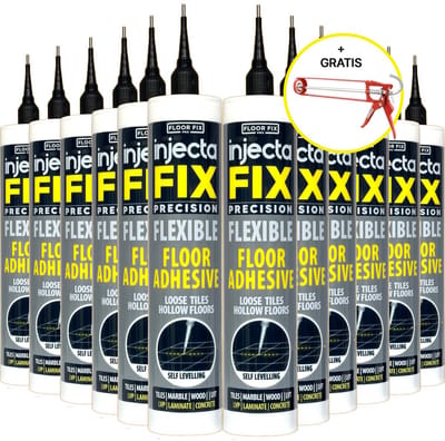 Floor Fix Pro Injectafix injectielijm 12 stuks + kitspuit - tegelinjectielijm voor holle & losse tegels