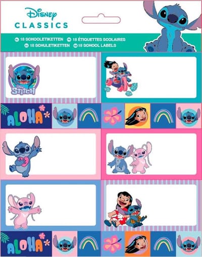 Lilo en Stitch school etiketten, Lilo en Stitch stickers, Etiketten voor school, Lilo en Stitch, 3 vellen etiketten