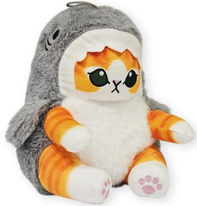 Kat in Haai Onesie Pyjama (Grijs) Kawaii Pluche Knuffel 25 cm - Speelgoed Knuffels voor Kinderen Jongens Meisjes - Kawaii Kussen - TikTok Plush Toy - Cat Kitten Shark Vis
