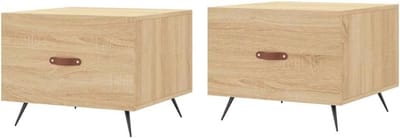 Salontafel met lade - Koffietafel opbergruimte - Woonkamer inrichten - Robuust houtmateriaal - 50 x 50 x 40 cm