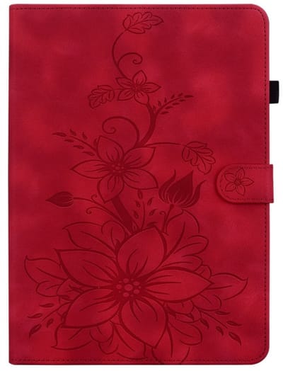 Luxe Bescherm-Etui Hoes Map geschikt voor Samsung Galaxy Tab A11 PLUS - A9 PLUS - 11" - Lelie - Rood