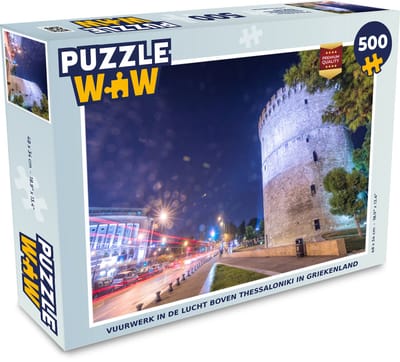 Puzzel Vuurwerk in de lucht boven Thessaloniki in Griekenland - Legpuzzel - Puzzel 500 stukjes
